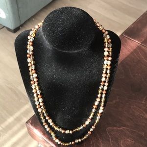 Beautiful 47” multicolor gold-tone necklace
